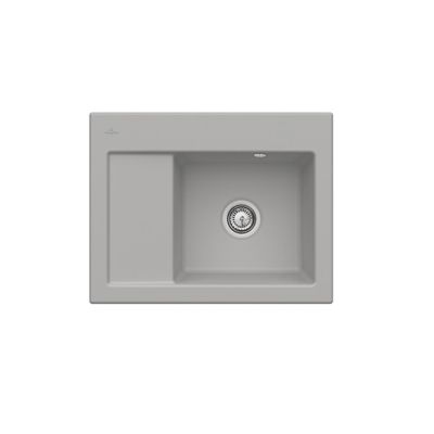 Evier 1 bac VILLEROY ET BOCH Subway 45 Compact 65 x 51 cm egouttoir a gauche Fossile CeramicPlus avec vidage automatique