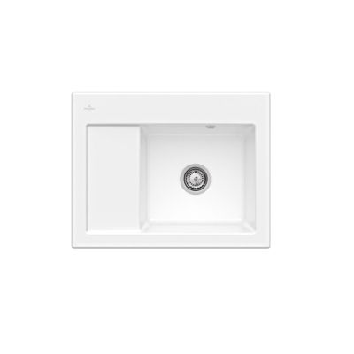 Evier 1 bac VILLEROY ET BOCH Subway 45 Compact 65 x 51 cm egouttoir a gauche CeramicPlus avec vidage automatique