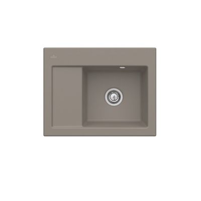 Evier 1 bac VILLEROY ET BOCH Subway 45 Compact 65 x 51 cm egouttoir a gauche Timber CeramicPlus avec vidage automatique