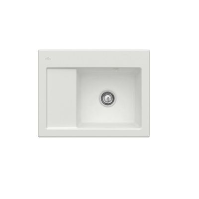 Evier 1 bac VILLEROY ET BOCH Subway 45 Compact 65 x 51 cm egouttoir a gauche Steam CeramicPlus avec vidage automatique