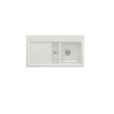Evier 1 cuve et demi VILLEROY ET BOCH Subway 60 100 x 51 cm egouttoir a gauche Steam CeramicPlus avec vidage automatique
