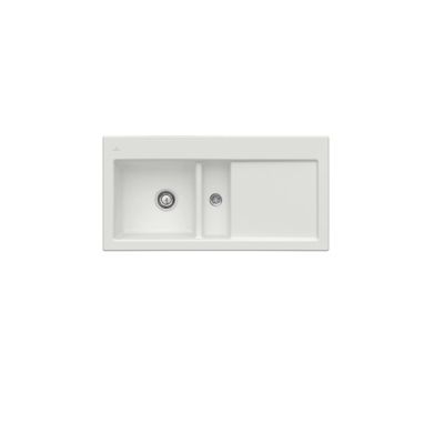 Evier 1 cuve et demi VILLEROY ET BOCH Subway 60 100 x 51 cm egouttoir a droite Steam CeramicPlus avec vidage automatique