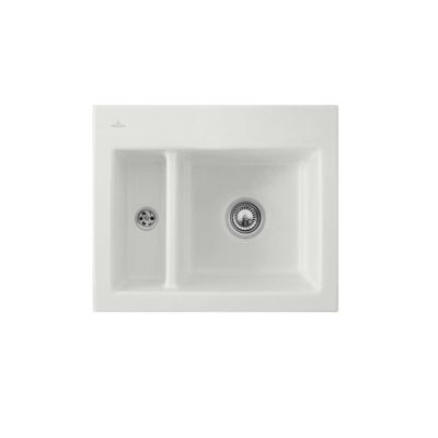 Evier 1 cuve et demi VILLEROY ET BOCH Subway 60 XM 62 x 51 cm sans egouttoir Steam CeramicPlus avec vidage manuel