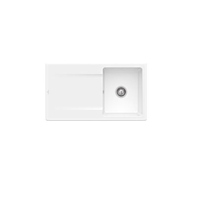 Evier 1 bac VILLEROY ET BOCH Siluet 50 Snow CeramicPlus Avec vidage automatique
