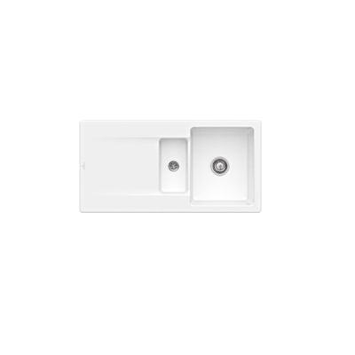 Evier 1 bac 12 VILLEROY ET BOCH Siluet 60 R Snow CeramicPlus avec vidage automatique