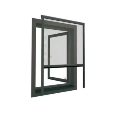 Store moustiquaire enroulable anthracite pour fenêtre 125 x 170 cm
