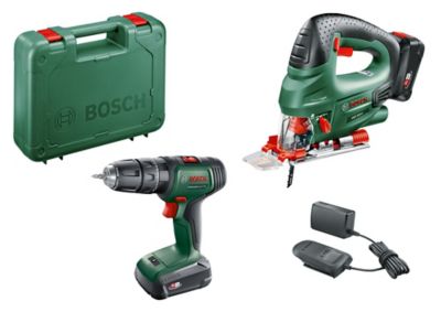 Perceuse sans fil à  percussion Bosch UniversalImpact + Scie sauteuse sans fil Bosch PST18 + 2 batteries 2Ah 18V