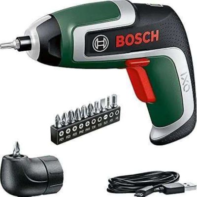 Bosch Visseuse compacte sans fil IXO Kit 7e génération 3 6 V 2 0 Ah 5 5 Nm adaptateur de renvoi d'angle inclus câble micro USB visse jusqu'à 190 vis livré dans un carton