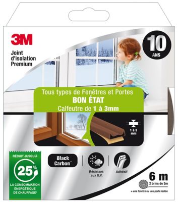 Joint adhésif porte et fenêtre bon état 3M Premium 1 à 3 mm marron L.6 m