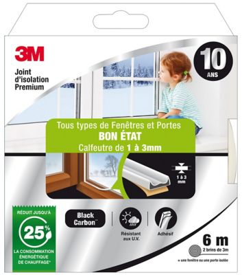 Joint adhésif porte et fenêtre bon état 3M Premium 1 à 3 mm blanc L.6 m