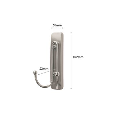 Crochet adhésif double Command métal gris, 1.8 kg