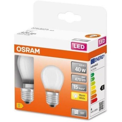 OSRAM Boite de 2 LED sphérique verre dépoli E27 470lm chaud - vue 3
