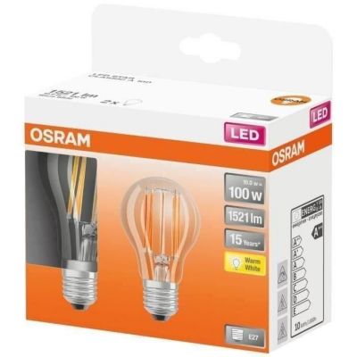 OSRAM Boite de 2 LED std verre E27 1521lm chaud - vue 3