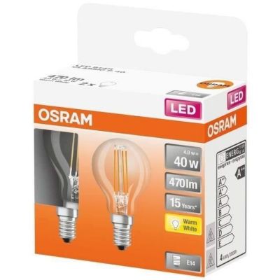 OSRAM Boite de 2 LED sphérique verre E14 470lm chaud