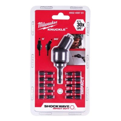 Renvoi d'angle cardan visseuse à choc + 10 embouts vissage MILWAUKEE 4932459781