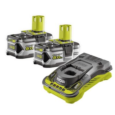 2 batteries lithium-Ion Ryobi 18V - 5Ah + 1 chargeur de batterie Ryobi