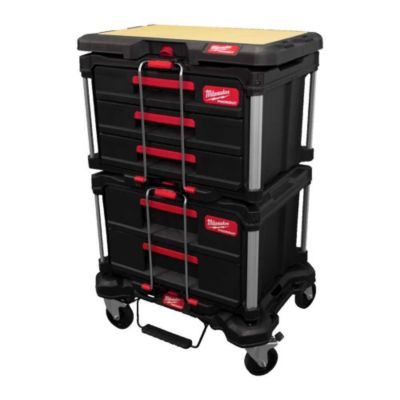 Milwaukee Kit de transport PACKOUT 4932492892 servante mobile 2 et 3 tiroirs avec plateau et trolley
