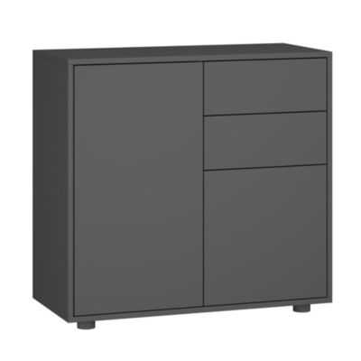 Commode Paarl 74 x 79 x 36 cm avec 2 portes gris foncé mat en.casa