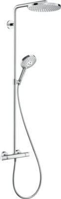 Colonne de douche thermostatique avec pommeau + douchette 1 jet + flexible + barre réglable  chrome  Hansgrohe Raindance Select S 240 PowderRain