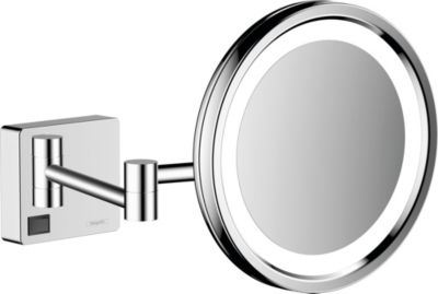 Miroir de salle de bains lumineux LED grossissant  aspect doré poli  Hansgrohe