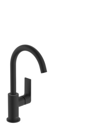 Mitigeur de lavabo Rebris E 210 avec bec orientable, tirette et vidage Noir mat