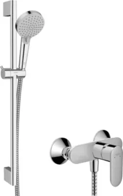Mitigeur de douche mécanique avec douchette  flexible et barre réglable chrome Hansgrohe Vernis Blend