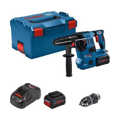 Perforateur SDS Plus 18V GBH 18V 28 CF + 2 batteries 8Ah + chargeur + BOXX BOSCH 0611921002 - vue 3