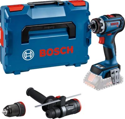 Bosch Professional 18V System perceuse visseuse sans fil GSR 18V 90 FC FlexiClick System avec 1 adaptateur mandrin en métal GFA 18 1 adaptateur perforateur GFA 18 H poignée auxiliaire BOXX - vue 2