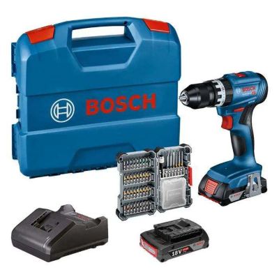 Bosch Professional 18V System perceuse visseuse à percussion sans fil GSB 18V 45 vitesse de rotation de 1 900 trmin 2 batteries de 2 0 Ah accessoires GAL 18V 20 Case Amazon Exclusive