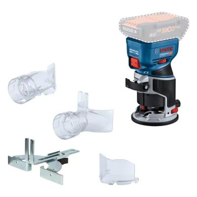 Bosch Professional 18V System Défonceuse portative GKF 18V 8 butée longitudinale 2x adaptateurs d’aspiration pour surfaçage écran de protection pince 8 mm clé BOXX sans batteriechargeur - vue 2