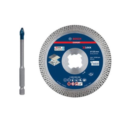 Kit EXPERT HardCeramic X LOCK 2 pièces pour carrelage 125 mm disque diamant + foret 6x90 mm 061599765S
