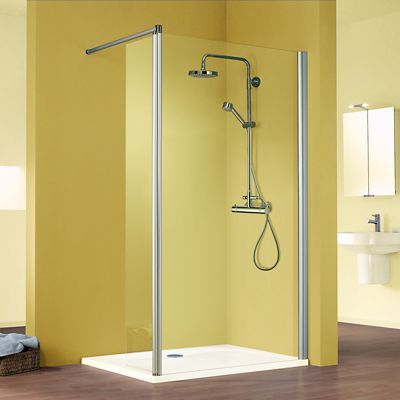 Paroi de douche verre transparent anticalcaire avec volet pivotant 120 + 35 cm, Schulte MasterClass