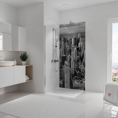 Panneau mural de salle de bains l.100 x H.210 cm  effet marbre gris clair  Schulte DécoDesign