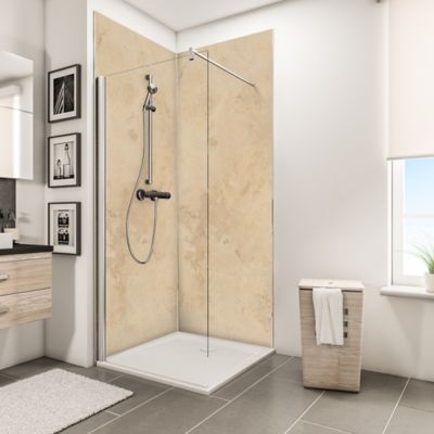 Lot de 2 panneaux muraux salle de bains 100 x 210 cm, Schulte DécoDesign Décor, travertin