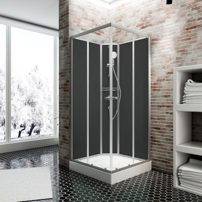 Cabine de douche Intégrale  Rimini noire Schulte  90 x 90 cm