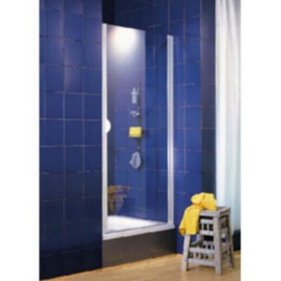 Porte de douche pivotante profilés blancs 90 cm anticalcaire, Schulte Sunny