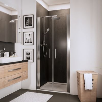 Portes de douche battantes, 90 x 192 cm, Schulte NewStyle, verre transparent anticalcaire