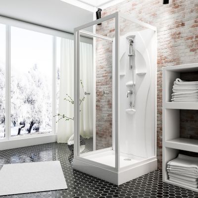 Cabine de douche intégrale  Juist Schulte 90 x 90 cm  ouverture vers l'intérieur