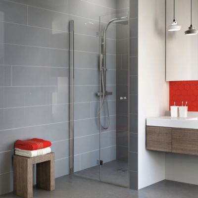 Porte de douche pivotante-pliante, 80 x 192 cm, Schulte NewStyle, verre transparent anticalcaire