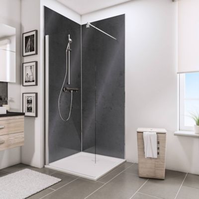 Lot de 2 panneaux muraux salle de bains 100 x 210 cm, Schulte DécoDesign Brio, ardoise brillant