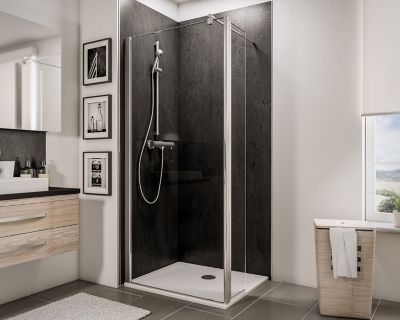 Paroi de douche fixe à l'italienne + déflecteur, 90 x 190 cm, Schulte NewStyle, Walk In, verre trans