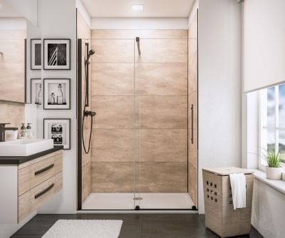 Porte de douche coulissante, 120 x 200 cm, Schulte NewStyle, verre transparent anticalcaire, profilé