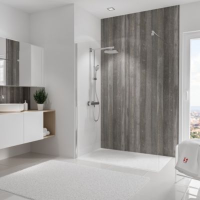 Panneau mural de salle de bains l.150x255 cm, décor béton, Schulte DécoDesign