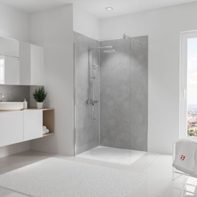 2 panneaux muraux de salle de bains l.100+100 x H.210 cm  effet béton ciré  Schulte DécoDesign