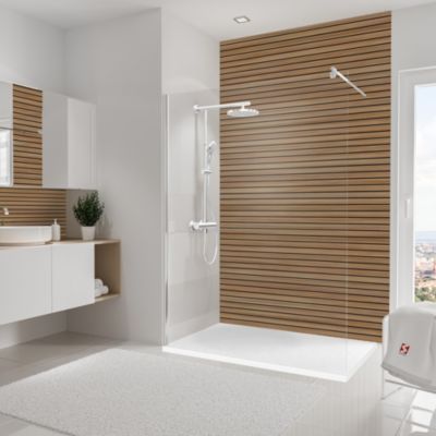 Panneau mural de salle de bains l.150x255 cm, décor japandi horizontal, Schulte DécoDesign