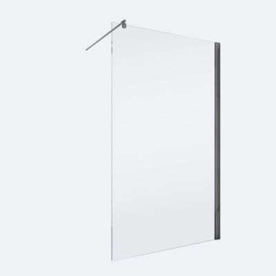 Paroi de douche à l'italienne 200 x 90 cm verre transparent anticalcaire profilé finition gun metal 