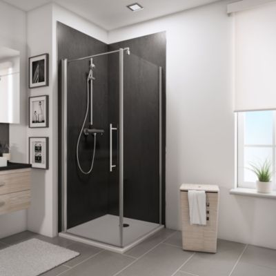 Porte de douche pivotante et paroi latérale 90 x 90 cm, Schulte NewStyle, verre transparent , profil