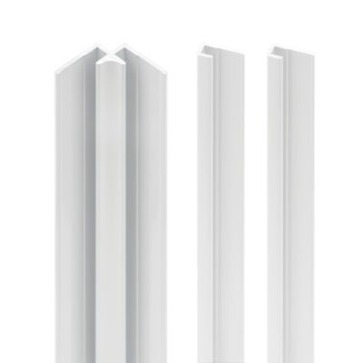 Lot de 2 profilés de fintion + 1 profilé d'angle intérieur H.255 x l.2,3 cm, aluminium, blanc brilla