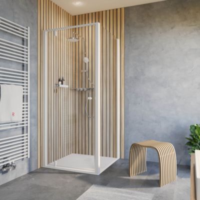 Porte de douche pivotante et paroi latérale 90+90x200 cm, blanc, Schulte Impériale