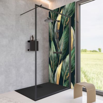 Paroi de douche à  l'italienne transparente, profilé doré 100 cm, Schulte Impériale Contoura